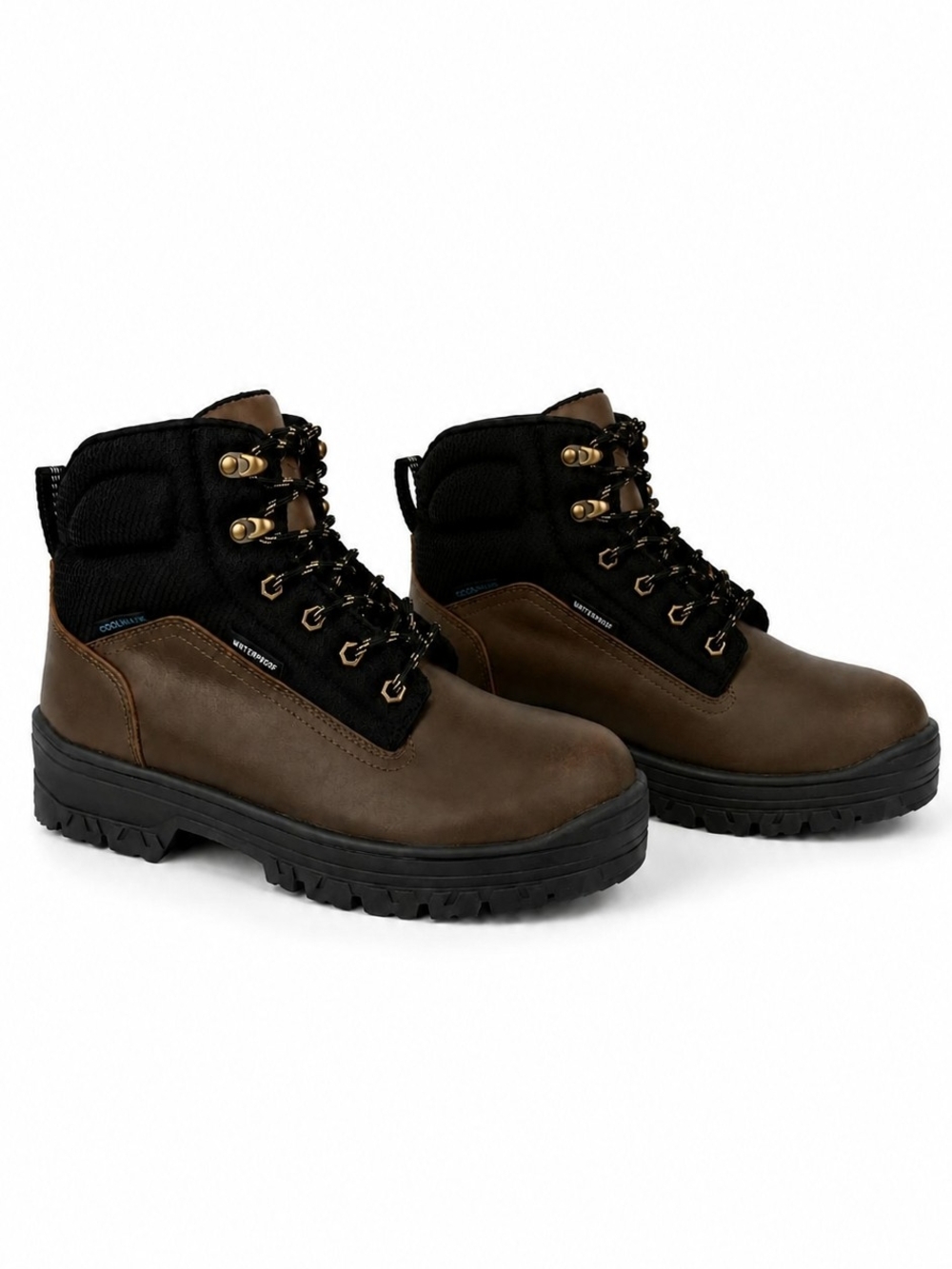 Men's Brown and Black Waterproof Work Boots